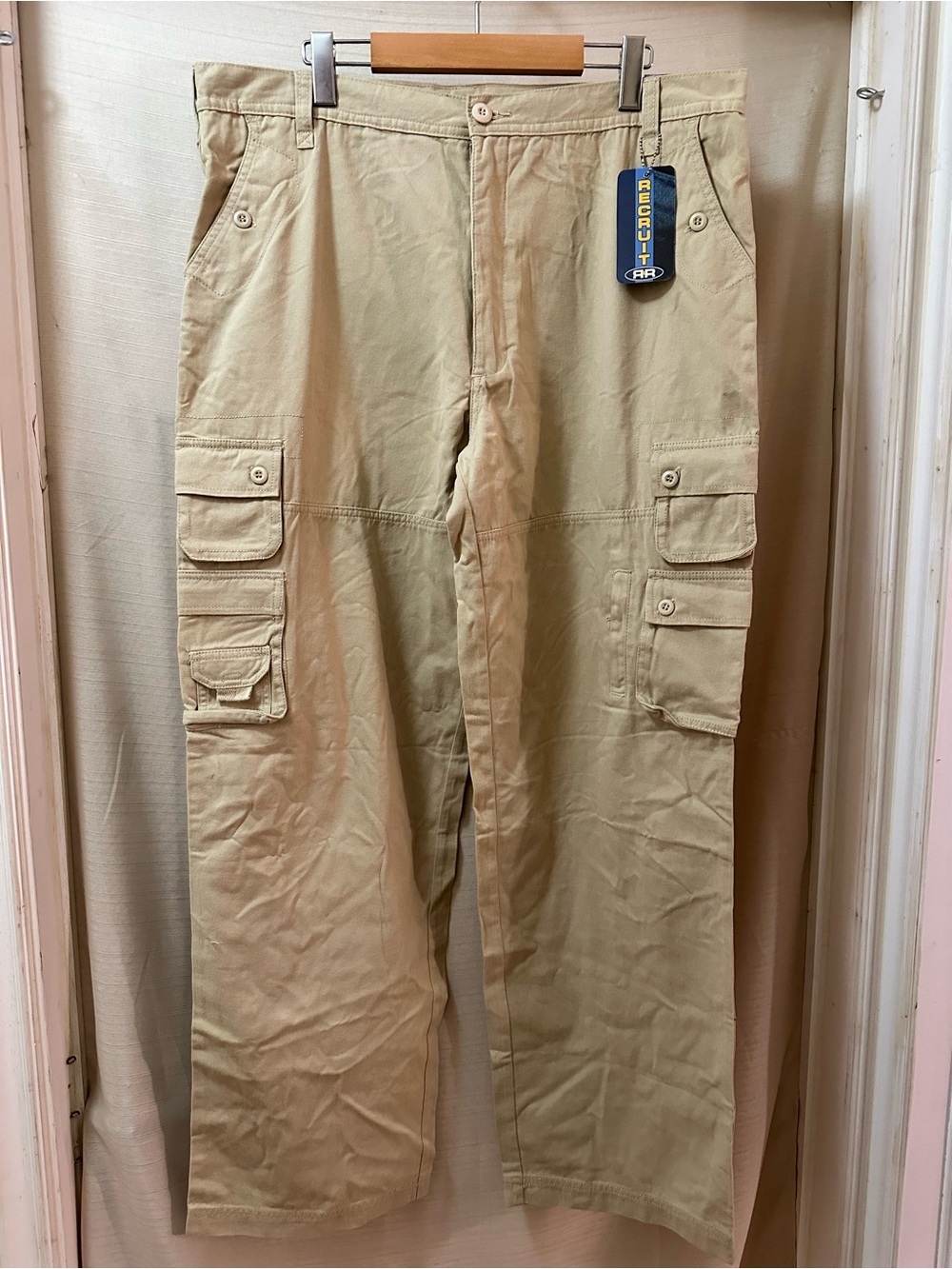 RR Recruit Cargo Work Pants Utility Tactical Cotton NWT Men’s Size 38 Beige